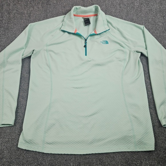 The North Face Tops - The North Face Pullover Womens XL Mint Green Quarter Zip Textured Fleece Hiking